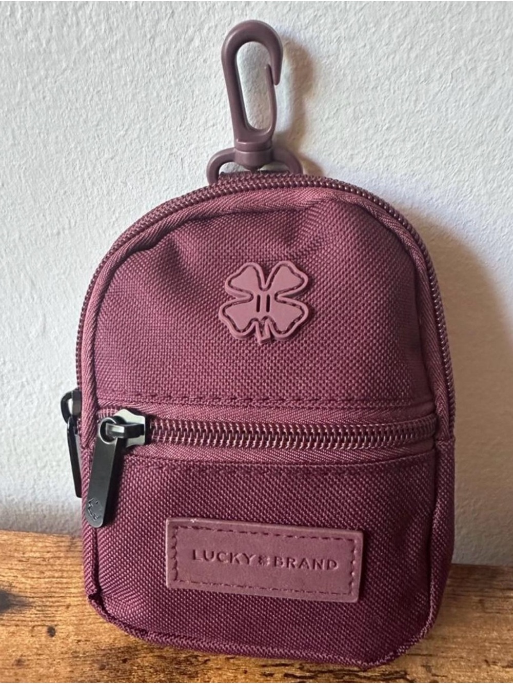Lucky Brand Mini Backpack Bag Charm Keychain Mauve Purple 2 Pocket NWOT